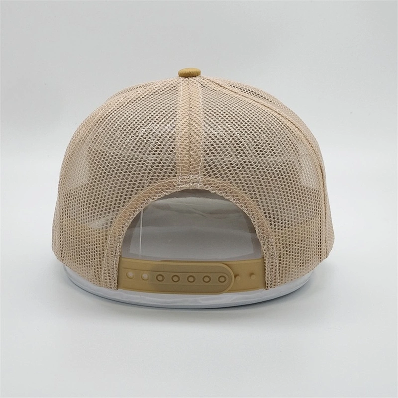 Wholesale Classic Custom 6 Panel Made Gold 3D Animal Patch Embroidered Yellow Mesh Trucker Hat Snapback Caps