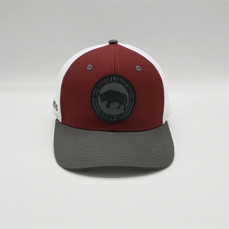 Custom 6 Panel Structured Rubber Patch Trucker Snapback Hat With Pvc Patch