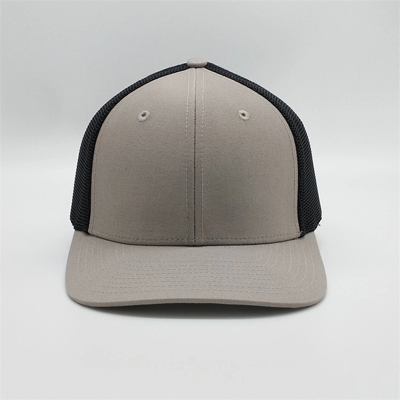 China Custom Structure 6 Panel Blank Baseball Cap,Blank High Quality Black Mesh Grey Trucker Hat,Low Crown Flex Fit Trucker Cap