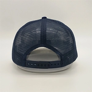 High Quality Custom 5 Panels Navy Blue Snapback Wolf  Animal Trucker Cap Mesh Hats 3D Embroidery Patch Badge Sports Caps