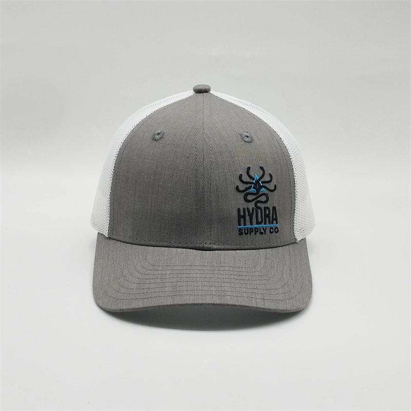 Custom Wholesale Sport Hip-Hop Snap Back Hat Baseball Curved Bill Half Mesh Trucker Caps With Embroidery