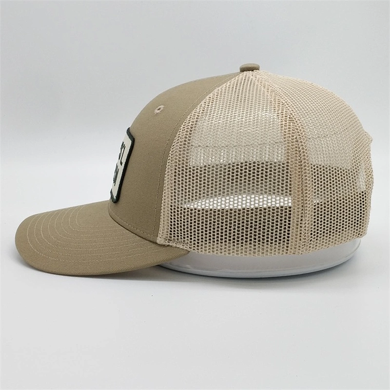Factory Price Beige Trucker Hats,Custom Your Own Brands Truck Caps, Cotton Fabric Patch Embroidery Trucker Caps