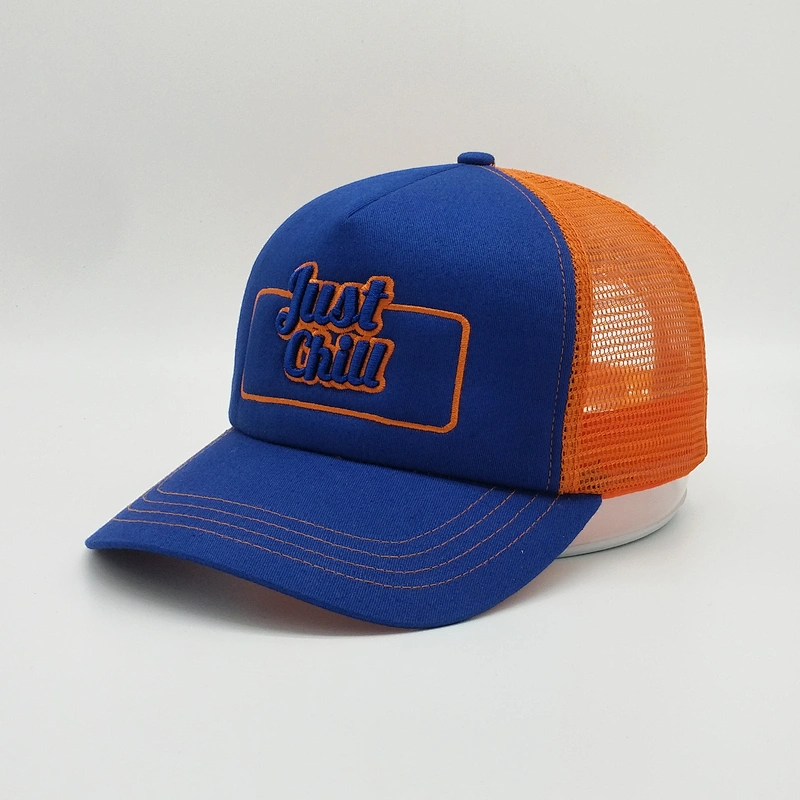 Wholesale Classic Custom 6 Panel Made Gold 3D Animal Patch Embroidered Yellow Mesh Trucker Hat Snapback Caps
