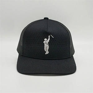 OEM Printing Tape Trucker Caps,Designed Flat Stitching Mesh Caps,5 Panels Hole Black Trucker Hats