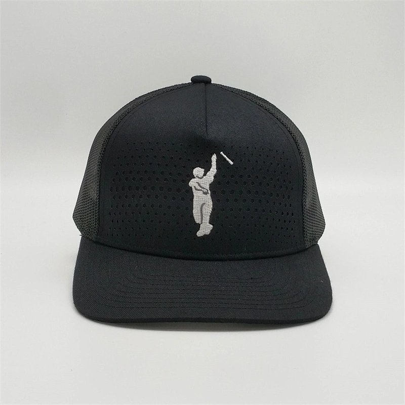 OEM Printing Tape Trucker Caps,Designed Flat Stitching Mesh Caps,5 Panels Hole Black Trucker Hats