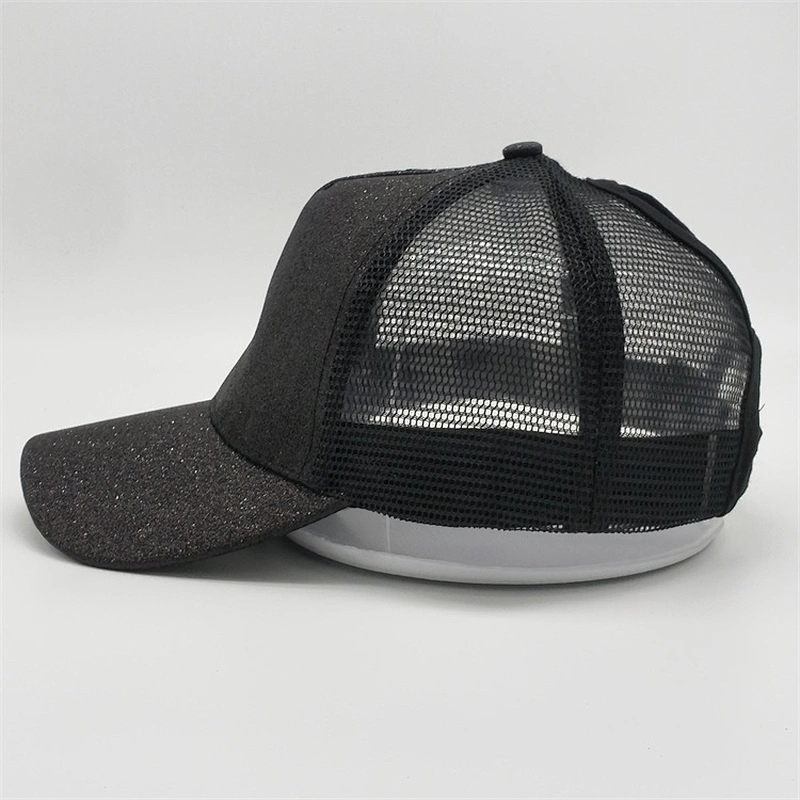 2019 OEM Curved Brim Structured Front 5 Panel Ponytail Cap Sequins Glock Perfection Sunshade Sport Caps Mesh Trucker Hat