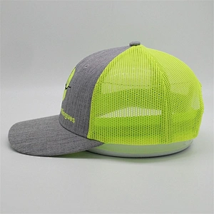 2019 Wholesale New Custom 6 Panel Embroidery Heather Grey Blank Snapback Trucker Hat Mesh Caps
