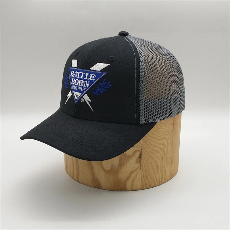 Custom 6 Panel Mesh Black Base ball Hat,Classic Embroidery Gray Mesh Trucker Hats,Adults Age Group Sport Trucker Cap