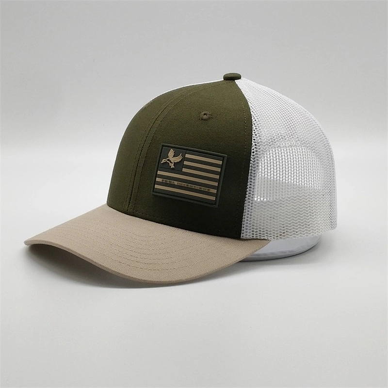 Design PVC Patch Truck Hat Green,Unisex Polyester Cowboy Trucker Cock Hat Cap,Men 6 Panel Ball Caps Sport