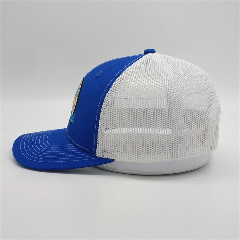 Customized Sublimation Embroidery Patch Silk Printing Royal Blue Hats Trucker Caps