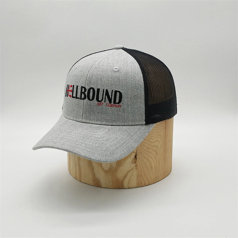 Custom Made 6 Panel Structured Embroidery Logo Half Mesh Snapback Trucker Hats Cap