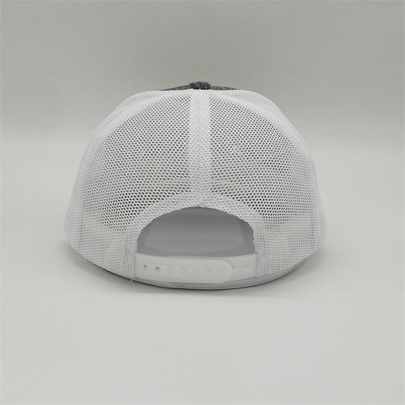 China Factory Design 6 Panel Heather Grey Trucker Hat,Unisex Curved Brim Adjustable Strap Back Hat,Custom Logo Plain Mesh Cap