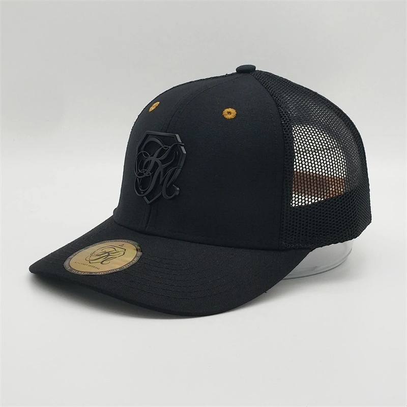 Men Summer Wholesale Black Snapback Cap Dri Fit Trucker Hat With Metal Logo