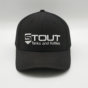 Custom 6-Panel 100 Cotton Black Plain Structured Mesh Adult  Trucker Cap  Hats