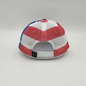 Wholesale Custom 6 Panel USA Flag PVC Logo Patch Trucker Hat ,Printed Mesh Back Baseball Hat,Heather Gray Snapback Trucker Cap