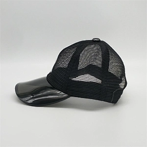 2019 Hot Sale Black PVC Transparent Visor 3D Patches Embroidery Custom Logo Full Mesh Summer Trucker Hat Caps