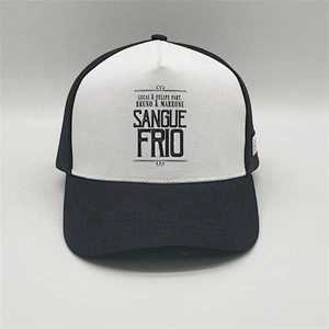 Custom 5 Panel Screen Printed Flat Brim Trucker Hat,White Trucker Cap Black Mesh,Personalized Trucker Caps