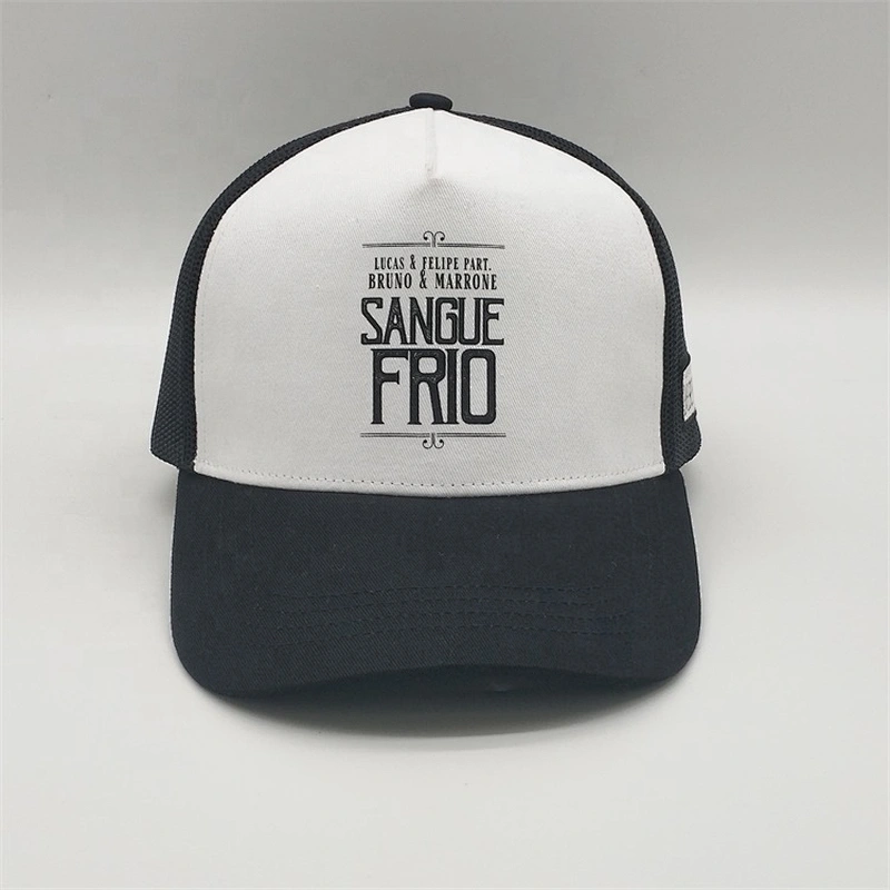 Custom 5 Panel Screen Printed Flat Brim Trucker Hat,White Trucker Cap Black Mesh,Personalized Trucker Caps
