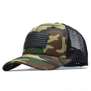 China best Men Camouflage Snapback USA Flag Baseball Multi Camo Trucker Curve Bill Dad Hats With PVC Patch