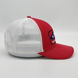 OEM Fish Summer Trucker Caps,Design Embroidery Side Logo Mesh Caps,Applique Patch Red Trucker Hats