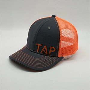 Personalized Custom Mens 6 Panel Embroidery Neon Orange Snapback Caps Mesh Trucker Hat For Sale