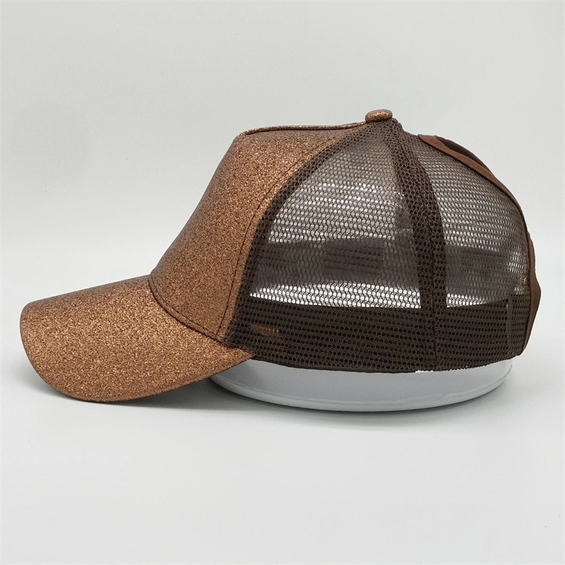 Personalized Summer Outdoor Custom Logo 5panel Monogram Glitter Ponytail baseball Trucker Hat Sport Caps