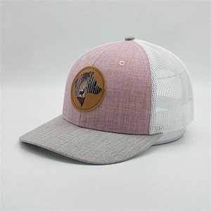 Wholesale Custom Leather Patch Mesh Snapback Hat,Low Profile Printing Trucker Cap,Own Logo Animal Trucker Hat