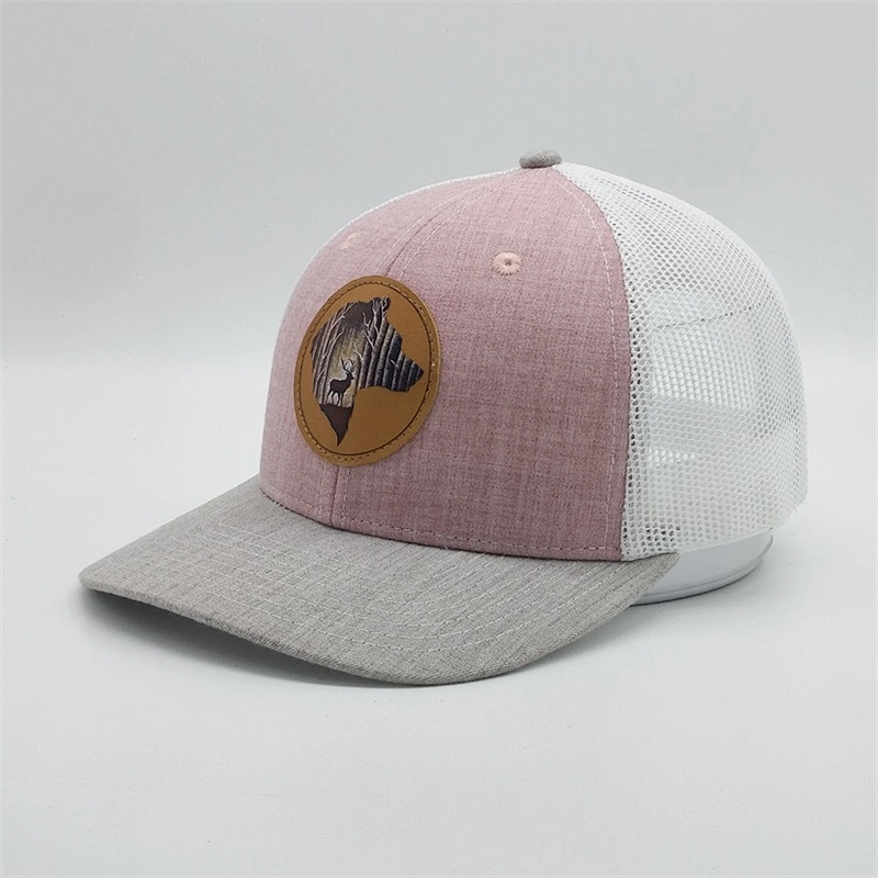 Wholesale Custom Leather Patch Mesh Snapback Hat,Low Profile Printing Trucker Cap,Own Logo Animal Trucker Hat
