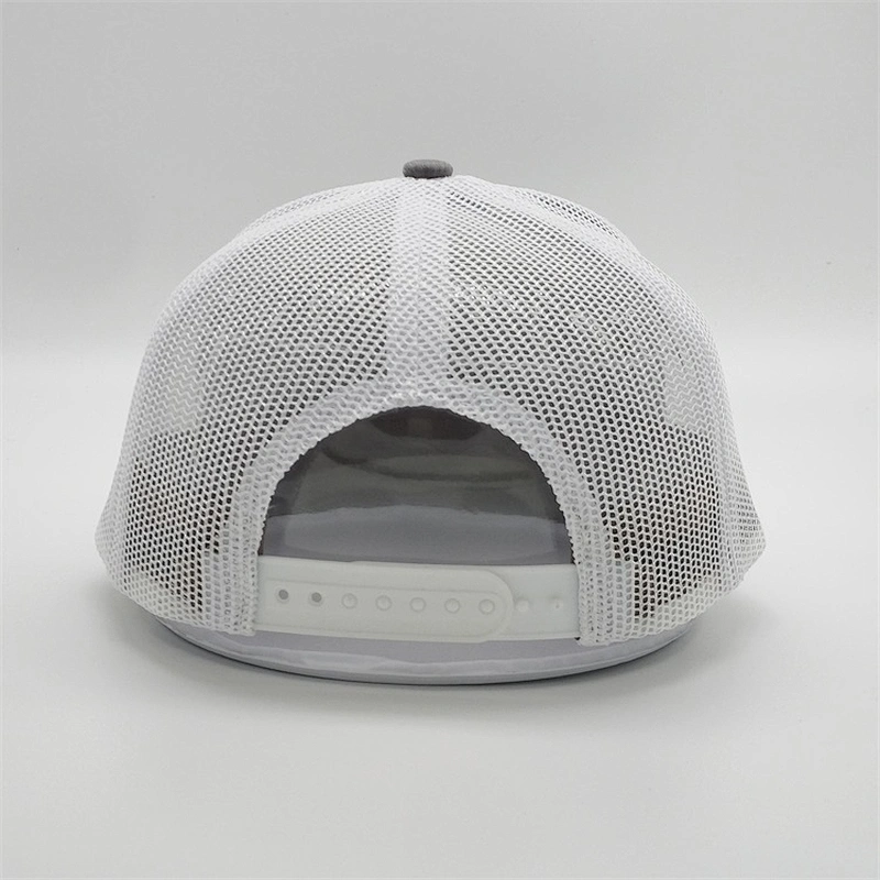 Wholesale 6 Panel Heather Grey Trucker Cap,High Quality White Mesh Hats,Custom Leather Patch Baseball Caps