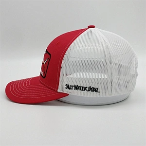 OEM Fish Summer Trucker Caps,Design Embroidery Side Logo Mesh Caps,Applique Patch Red Trucker Hats