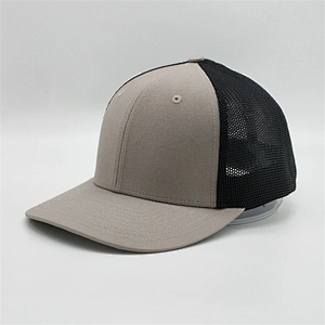 China Custom Structure 6 Panel Blank Baseball Cap,Blank High Quality Black Mesh Grey Trucker Hat,Low Crown Flex Fit Trucker Cap