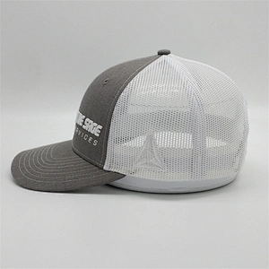 Customized High Quality Mens Basic 3D Embroidery Heather Gray Mesh Truckers Hats Caps