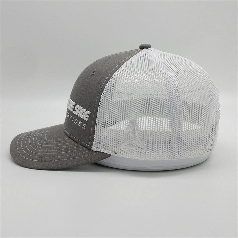 Customized High Quality Mens Basic 3D Embroidery Heather Gray Mesh Truckers Hats Caps