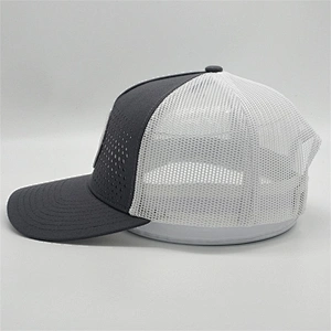 Customised Adult 6 Panel Grey Trucker Caps,Own Logo Snap Back Mesh Baseball Caps,Low Profile Woven Patch Mesh Trucker Hat