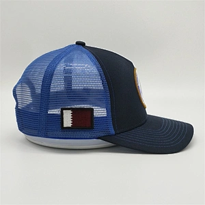 Blue Plain Custom 5panel Logo 3d Embroidery Patch Snapback Caps Navy Screen Print Trucker Hat With Patch