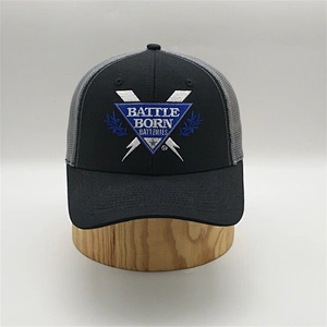 Custom 6 Panel Mesh Black Base ball Hat,Classic Embroidery Gray Mesh Trucker Hats,Adults Age Group Sport Trucker Cap