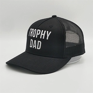 OEM Custom Low Profile Printed Logo Hat 5 Panel Buckle Plastic Blank Black Sport Mesh Baseball Trucker Cap Hat