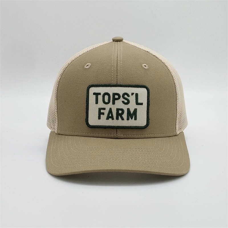 Factory Price Beige Trucker Hats,Custom Your Own Brands Truck Caps, Cotton Fabric Patch Embroidery Trucker Caps