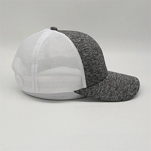 China Factory Design 6 Panel Heather Grey Trucker Hat,Unisex Curved Brim Adjustable Strap Back Hat,Custom Logo Plain Mesh Cap