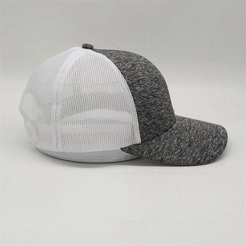 China Factory Design 6 Panel Heather Grey Trucker Hat,Unisex Curved Brim Adjustable Strap Back Hat,Custom Logo Plain Mesh Cap