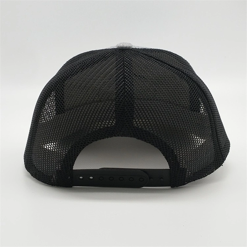 High Quality Grey Snapback hat,   Custom  Logo Mesh Caps Hat ,  Cotton PVC Rubber Patch Trucker Hat
