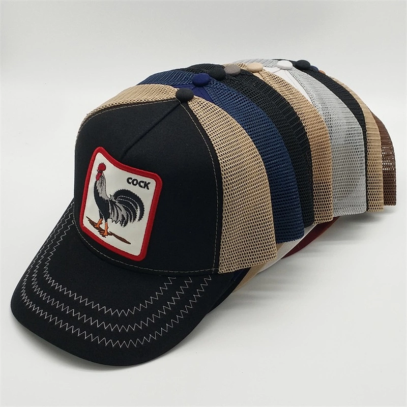 2019 Customized Adjustable Snap Back Queen Animal Embroidered Patch Black Mesh Trucker Hats Cap
