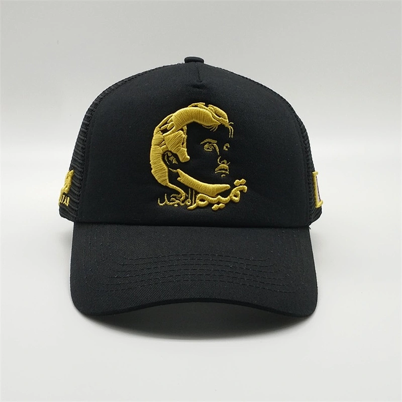 Fashion Customized Mesh Trucker Foam Hat Foam 3d Embroidery Countri Flag Logo Black Baseball Cap With Patch Embroider