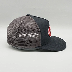 Outdoor Unisex 5 Panel Dark Gray Snap Back Hat,Custom Embroidery Flat Brim Visor Trucker Cap,Newest Fitted Mesh Snapback Hat Cap