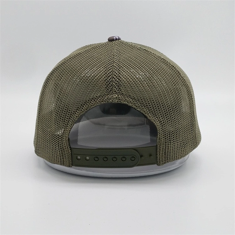 Customized Wholesale Army Green Mesh Digital Screen Camo Printed Trucker Cap Hats With Gold 3D Embroidered