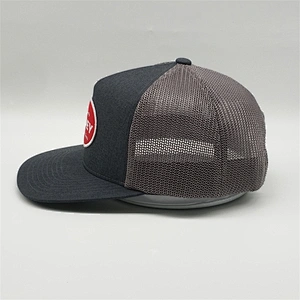 Outdoor Unisex 5 Panel Dark Gray Snap Back Hat,Custom Embroidery Flat Brim Visor Trucker Cap,Newest Fitted Mesh Snapback Hat Cap