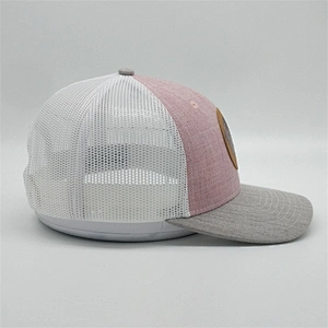 Wholesale Custom Leather Patch Mesh Snapback Hat,Low Profile Printing Trucker Cap,Own Logo Animal Trucker Hat