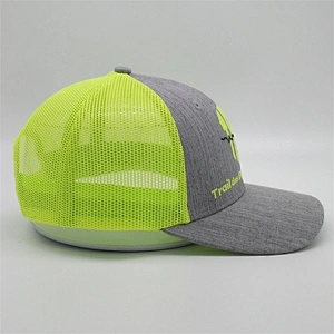 2019 Wholesale New Custom 6 Panel Embroidery Heather Grey Blank Snapback Trucker Hat Mesh Caps