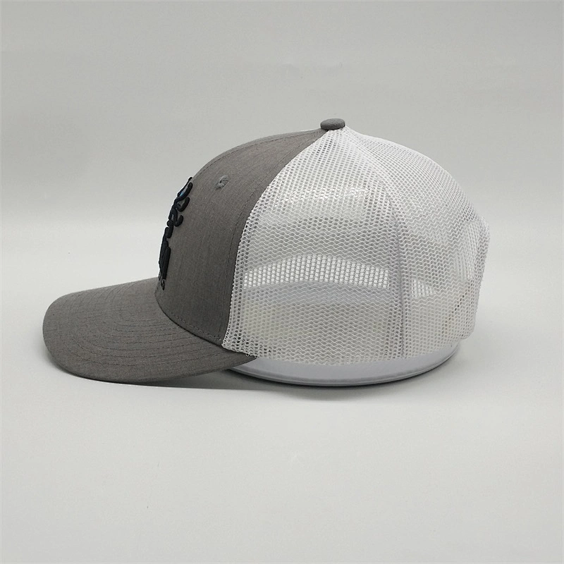 Adult Grey White Mesh Trucker Cap,Plain Customized Made Logo 6 Panel Trucker Hat,Wholesale Cheap Bulk Outdoor Cap