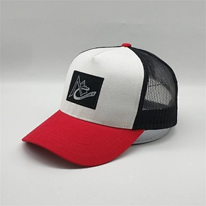Plain Red White Color Black Mesh Trucker Hat,Custom Applique Embroidery Logo Trucker Cap,Men Slight Curved Brim Sport Hats